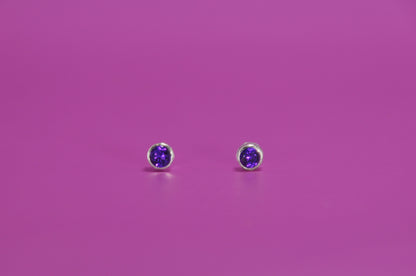 Amethyst Birthstone Stud Earrings