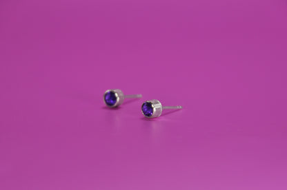 Amethyst Birthstone Stud Earrings