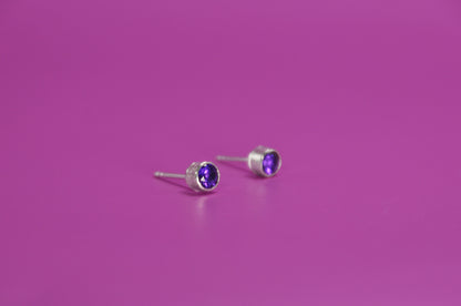 Amethyst Birthstone Stud Earrings