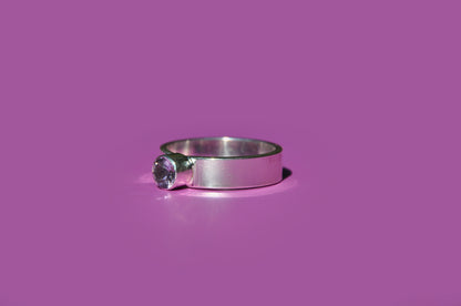 Amethyst Tube Set Ring
