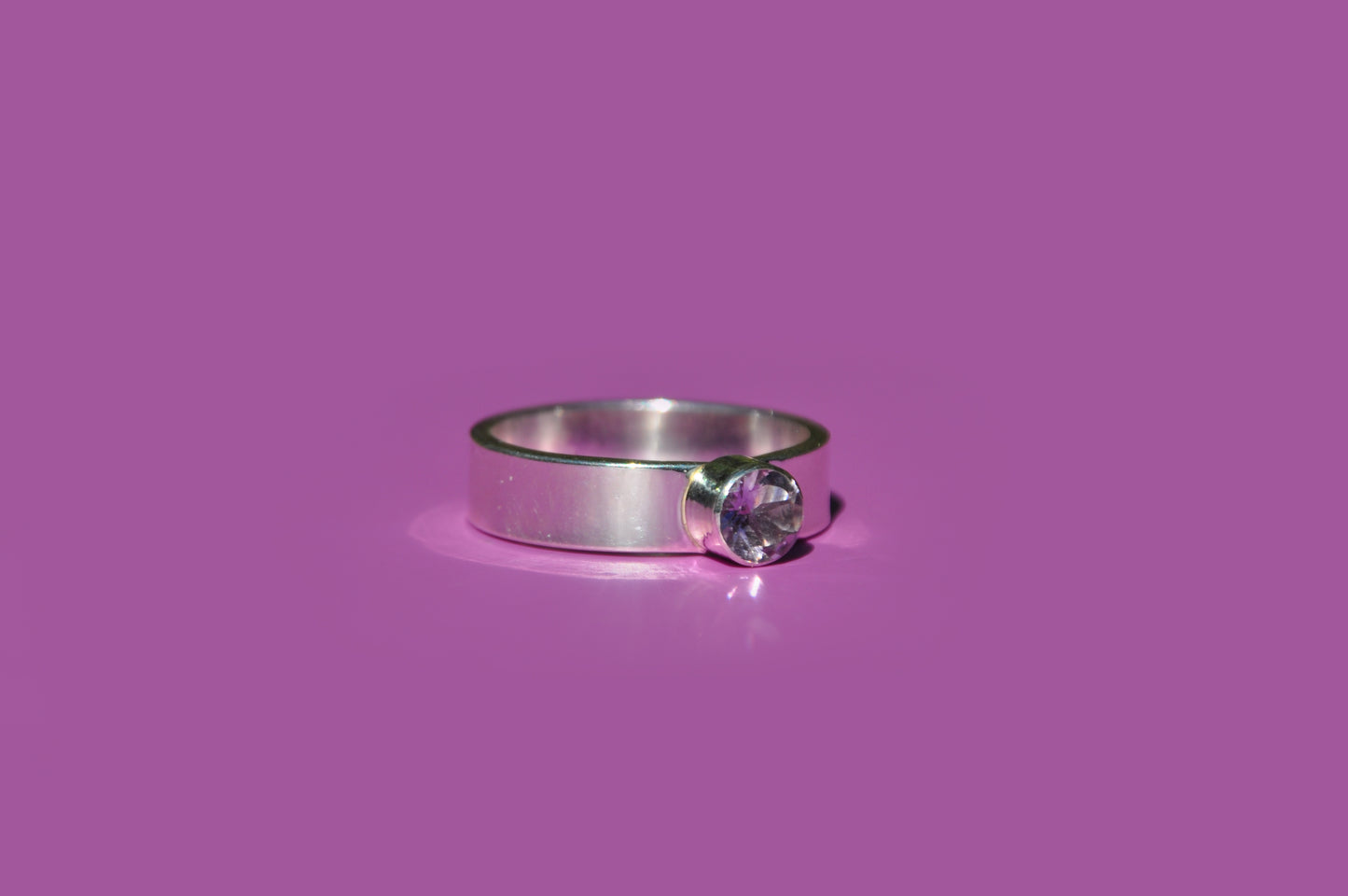 Amethyst Tube Set Ring