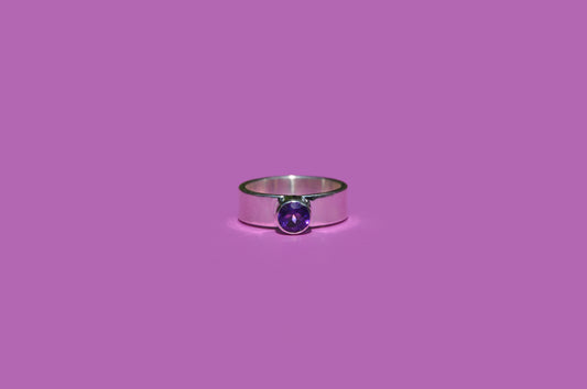 Amethyst Tube Set Ring