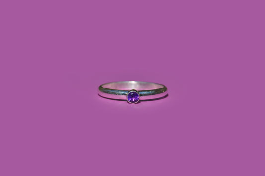 Amethyst Tube Set Ring
