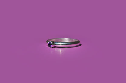 Amethyst Tube Set Ring
