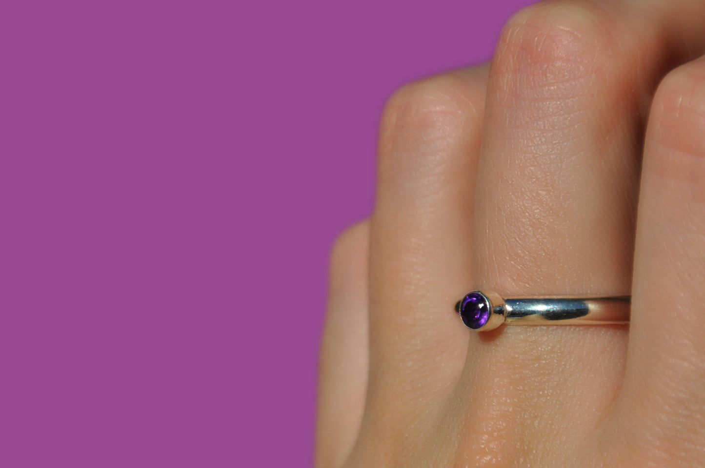 Amethyst Tube Set Ring