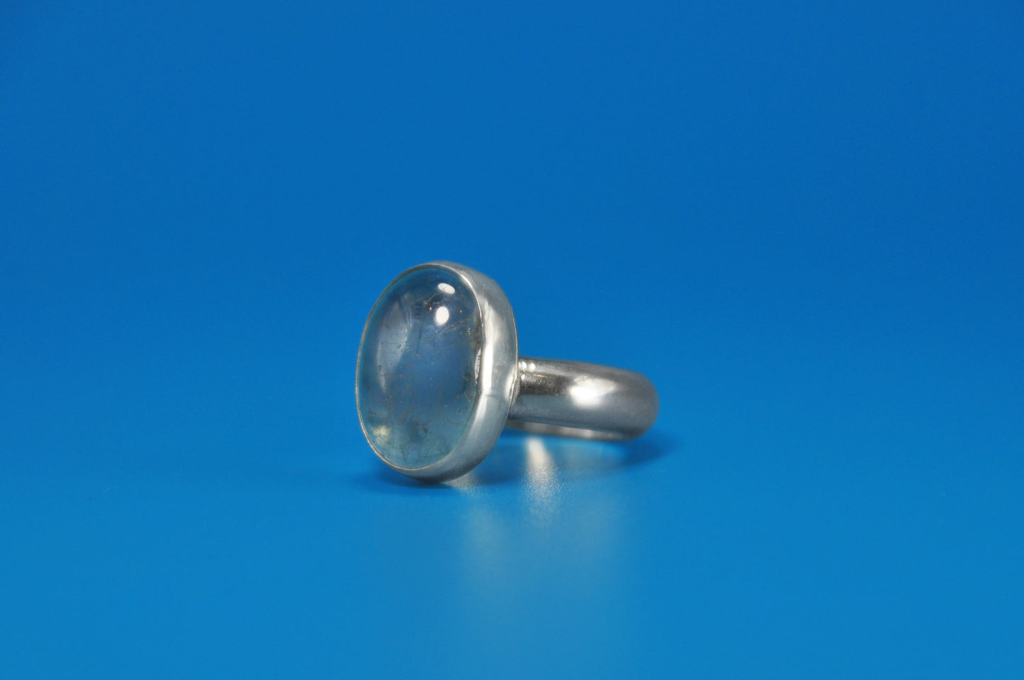 Aquamarine Oval Sterling Silver Ring