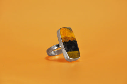 Bumblebee Jasper Rectangle Sterling Silver Ring