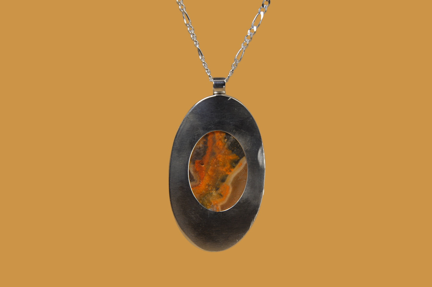 Bumblebee Jasper Oval Pendant Necklace