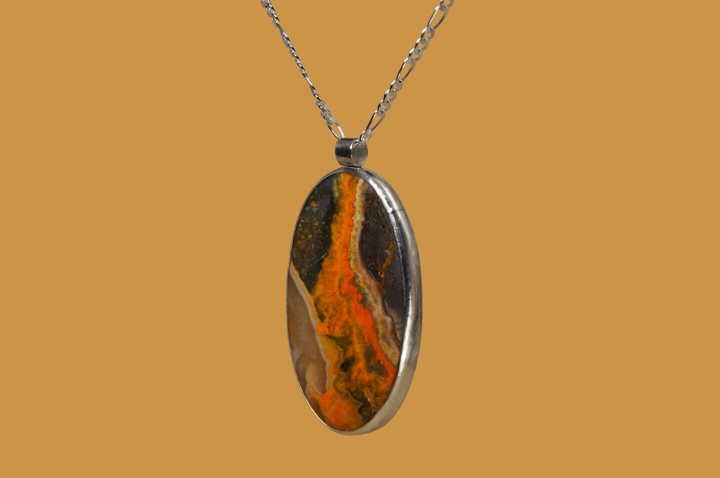 Bumblebee Jasper Oval Pendant Necklace