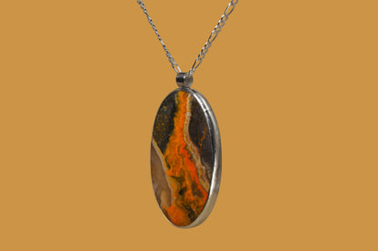 Bumblebee Jasper Oval Pendant Necklace