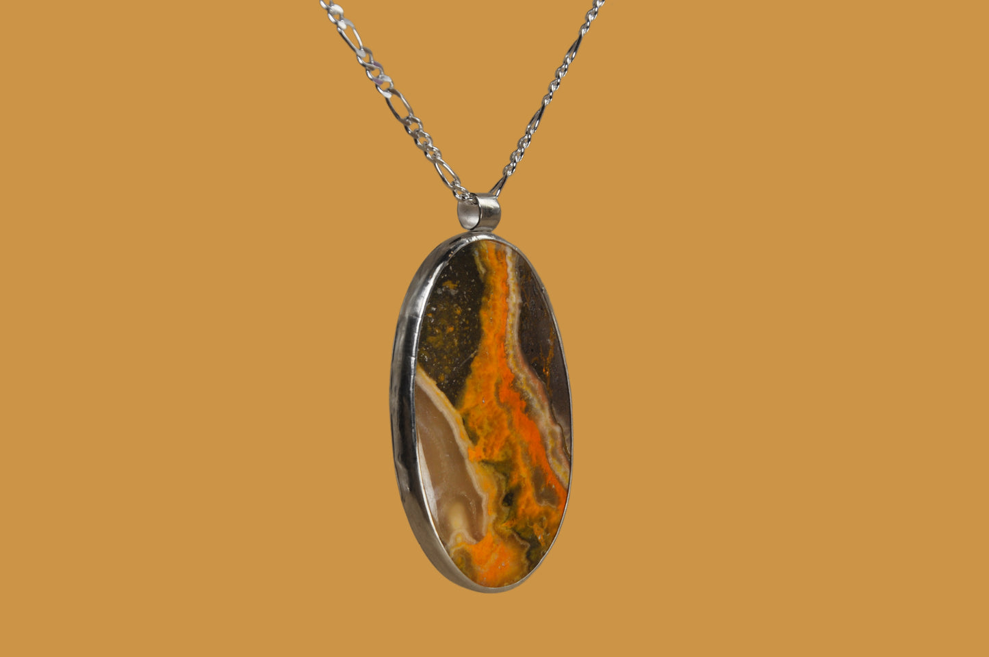 Bumblebee Jasper Oval Pendant Necklace