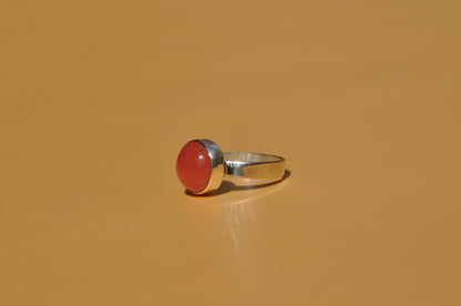 Carnelian Circle Sterling Silver Ring