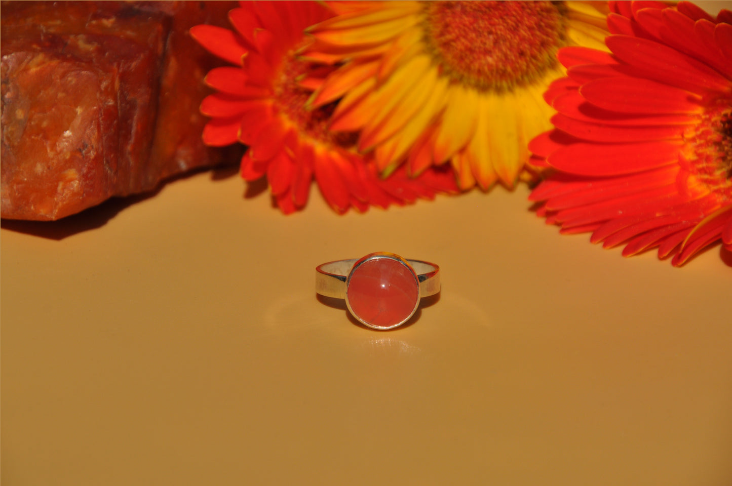 Carnelian Circle Sterling Silver Ring