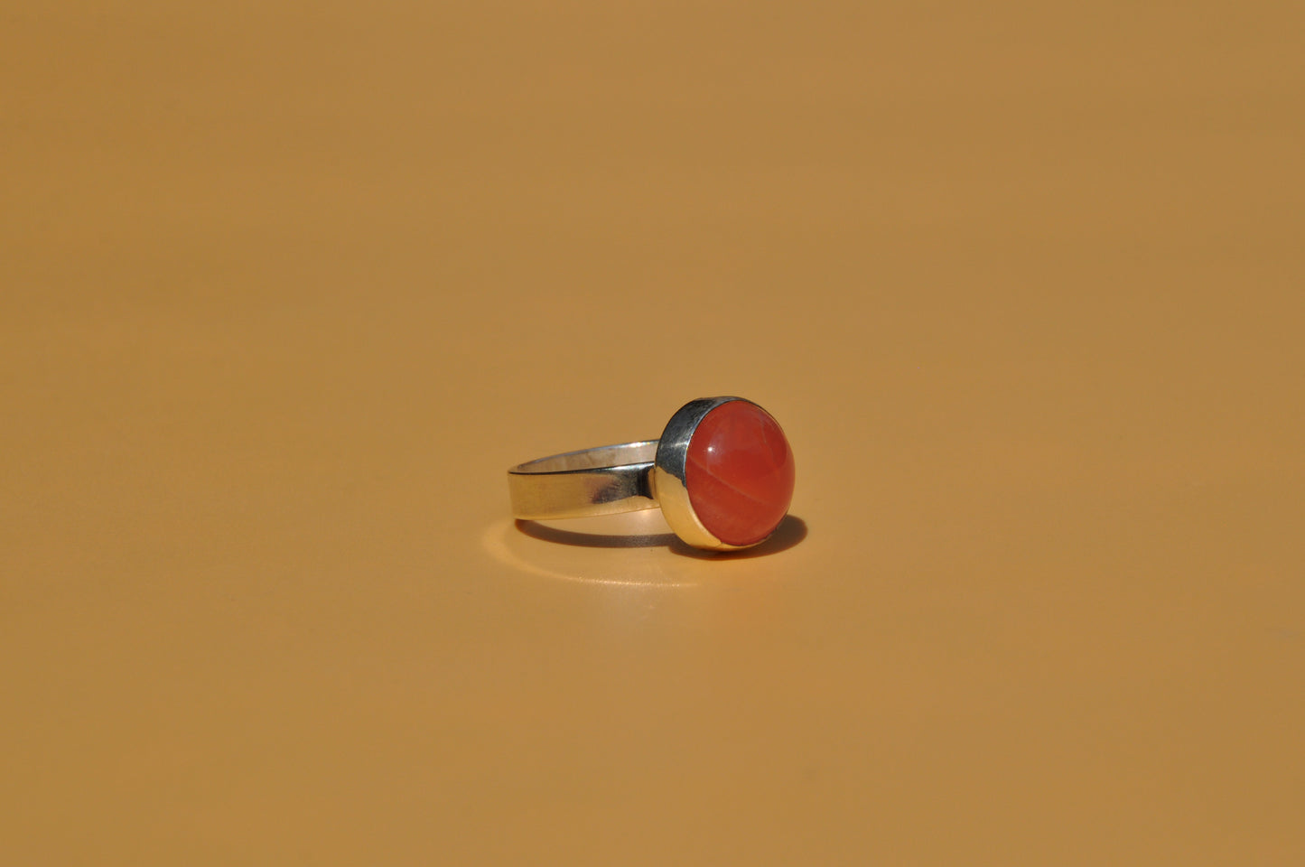 Carnelian Circle Sterling Silver Ring