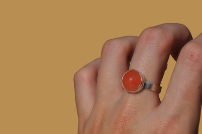Carnelian Circle Sterling Silver Ring