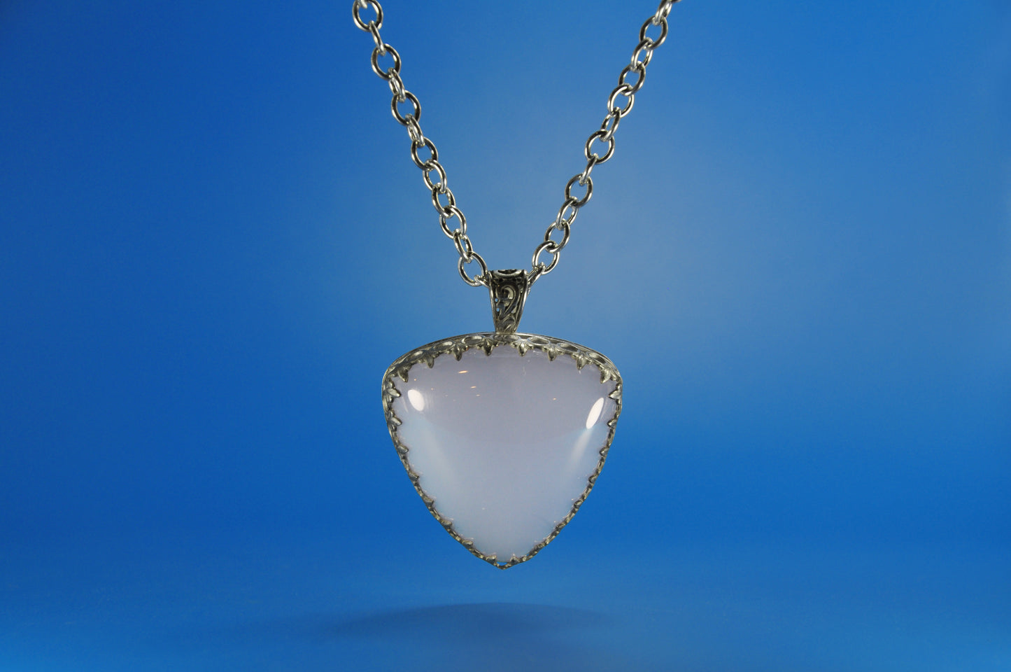 Chalcedony Triangle Sterling Silver Pendant Necklace