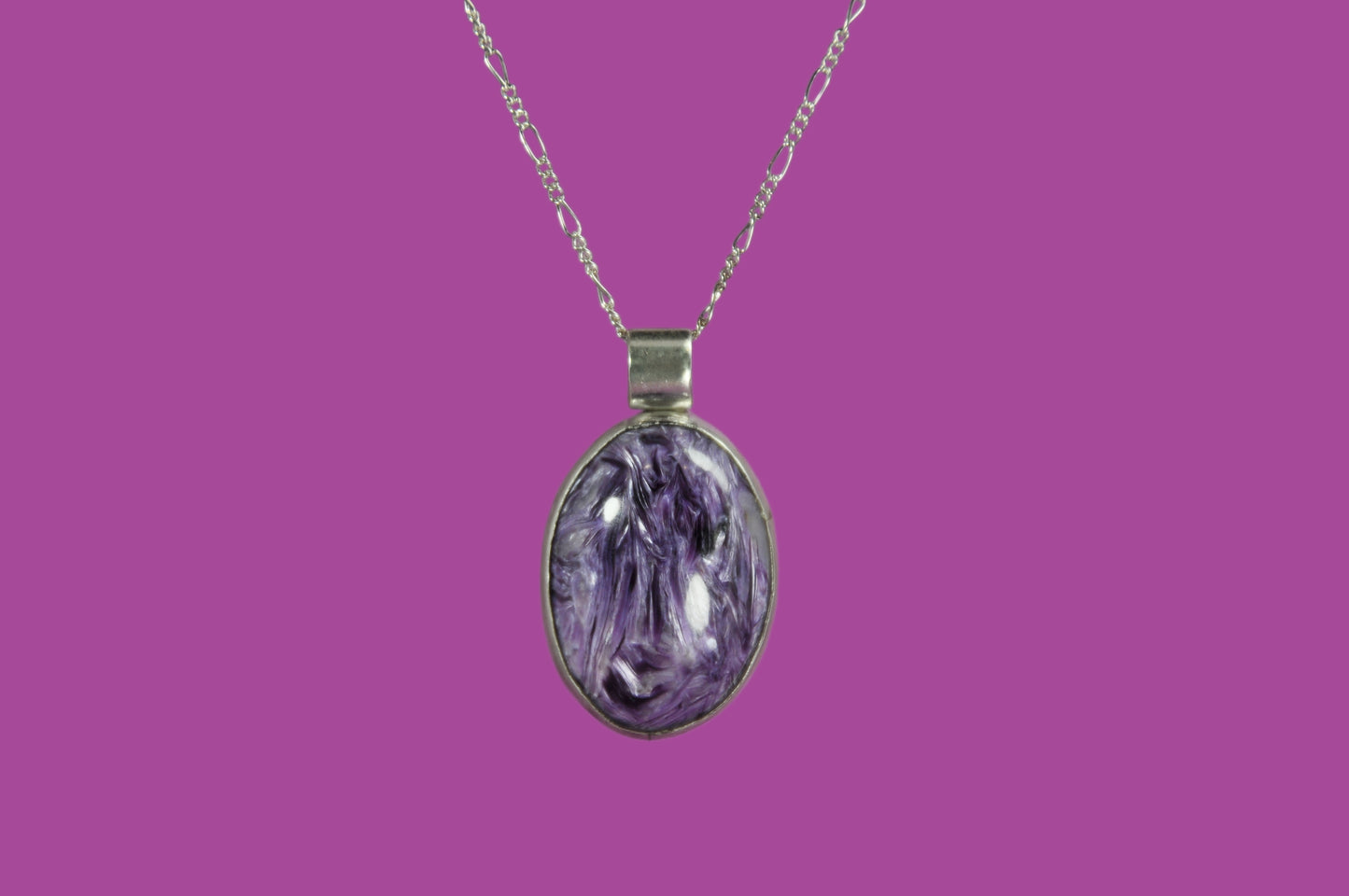 Charoite Oval Pendant Necklace