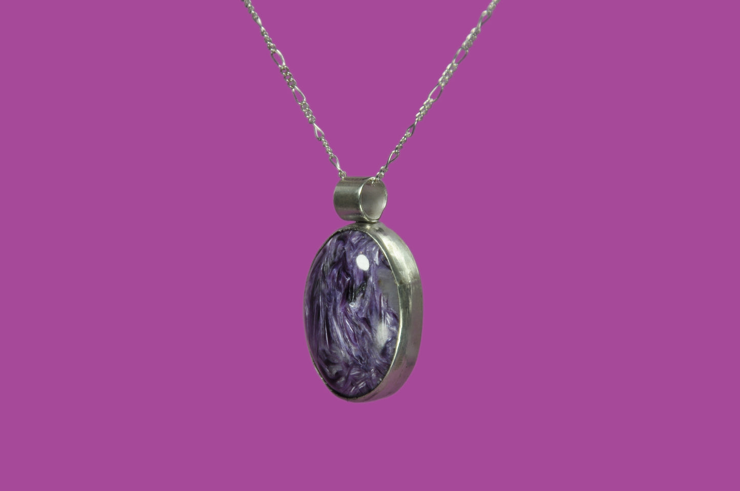 Charoite Oval Pendant Necklace