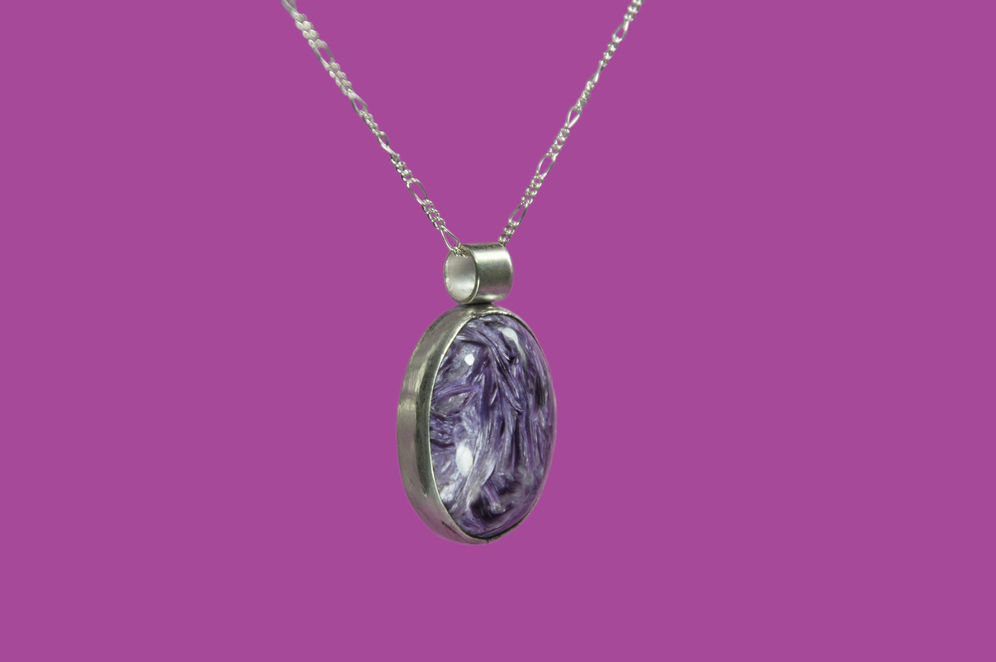 Charoite Oval Pendant Necklace