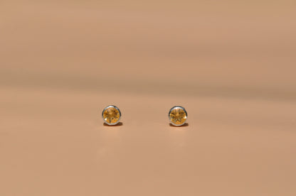 Citrine Birthstone Stud Earrings