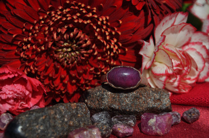 Ruby Oval Sterling Silver Ring