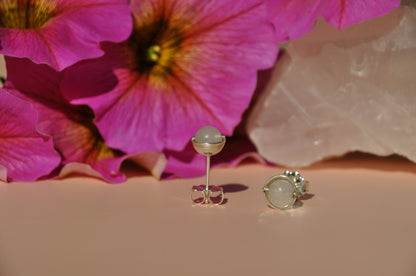 Rose Quartz Roller Stud Earrings