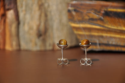 Tiger's Eye Roller Stud Earrings