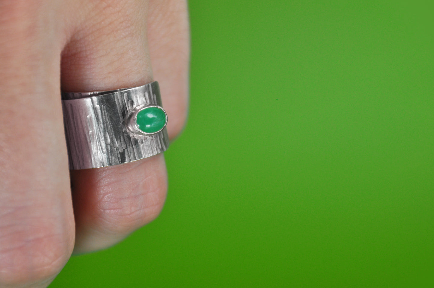 Emerald Birthstone Sterling Silver Wrap Ring