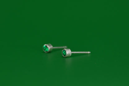 Emerald Birthstone Stud Earrings