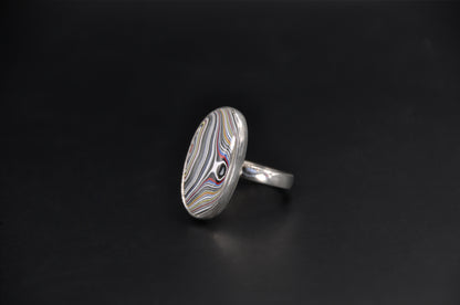 Fordite Oval Sterling Silver Ring