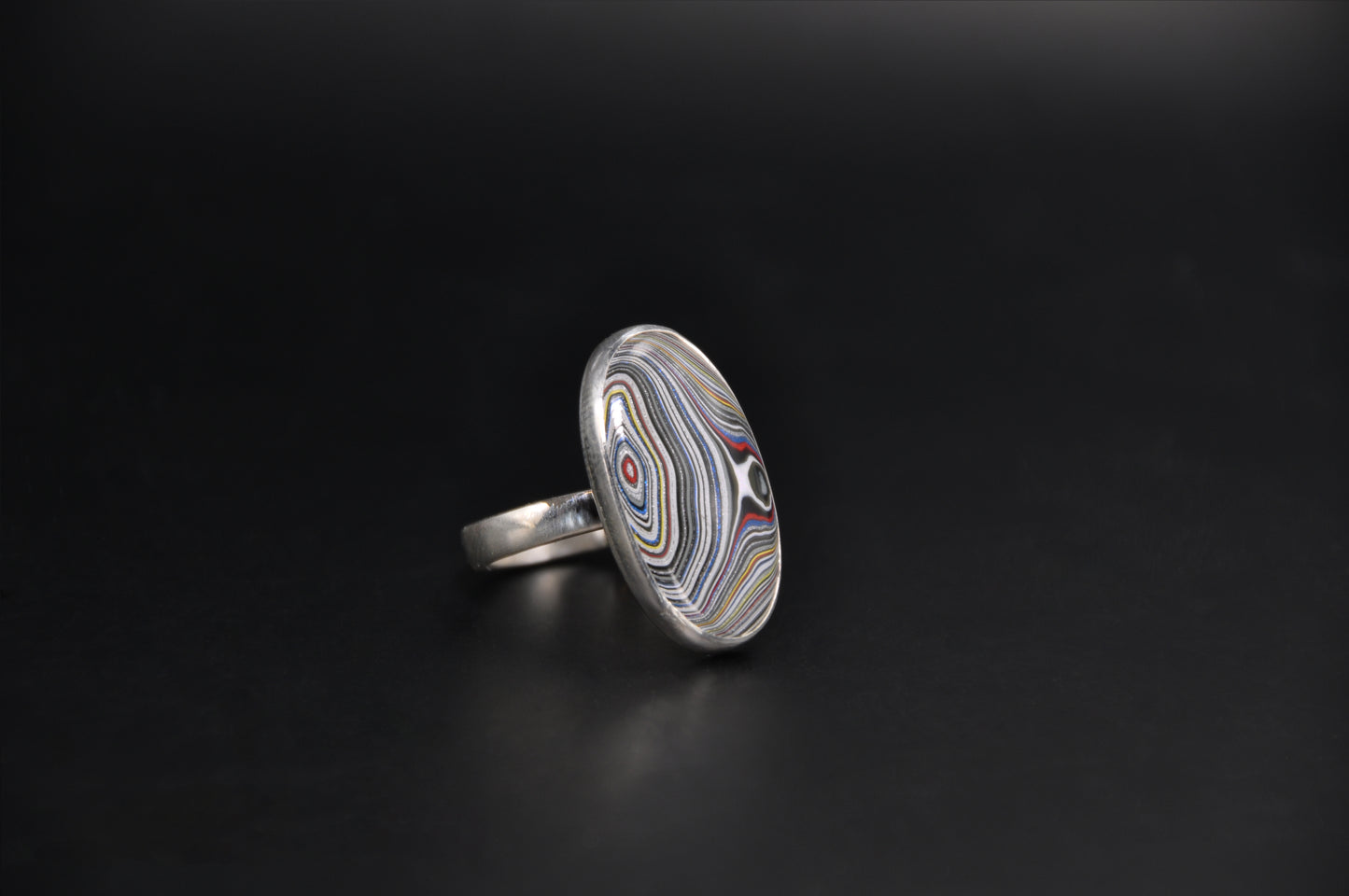 Fordite Oval Sterling Silver Ring