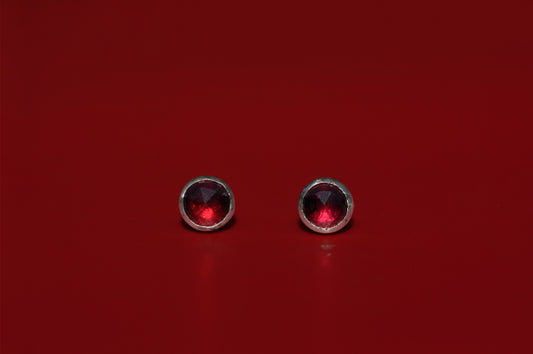 Garnet Rose Cut Stud Earrings