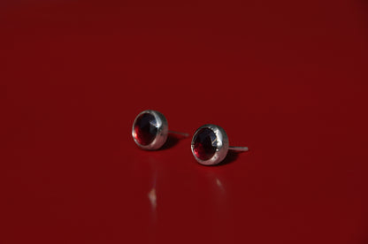 Garnet Rose Cut Stud Earrings