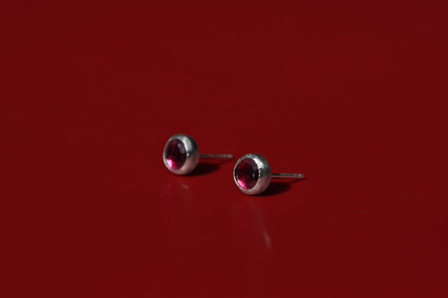 Garnet Birthstone Stud Earrings