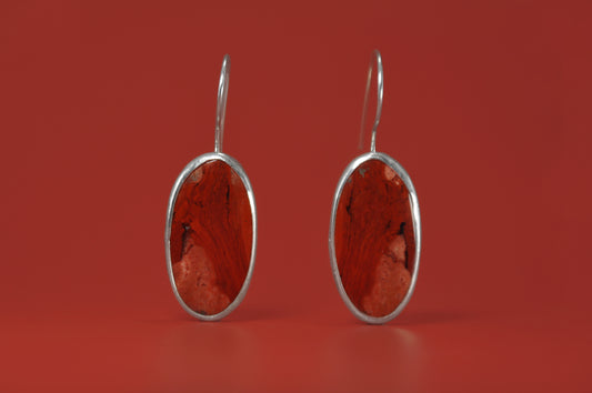 Red Jasper Oval Earrings