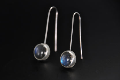 Labradorite Circle Sterling Silver Drop Earrings