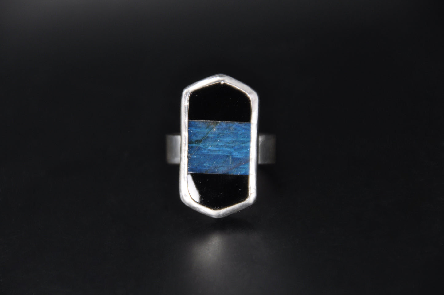 Labradorite/Onyx Inlay Ring