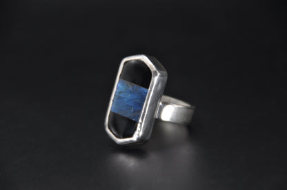 Labradorite/Onyx Inlay Ring