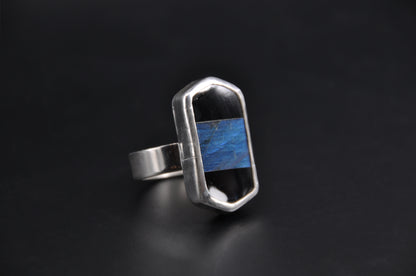 Labradorite/Onyx Inlay Ring