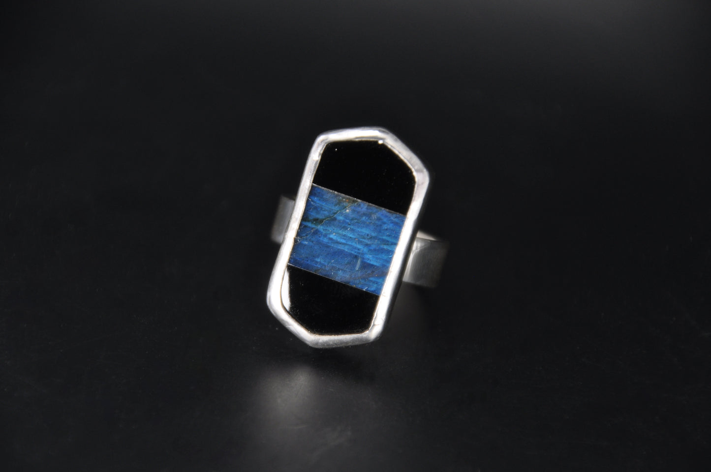 Labradorite/Onyx Inlay Ring