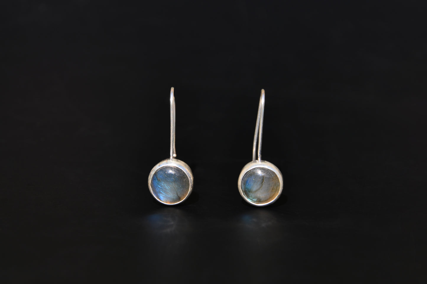 Labradorite Circle Sterling Silver Drop Earrings