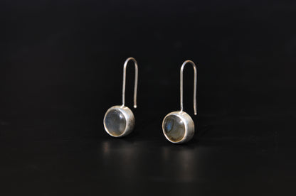 Labradorite Circle Sterling Silver Drop Earrings