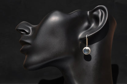 Labradorite Circle Sterling Silver Drop Earrings