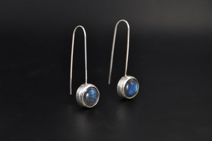 Labradorite Circle Sterling Silver Drop Earrings