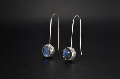 Labradorite Circle Sterling Silver Drop Earrings