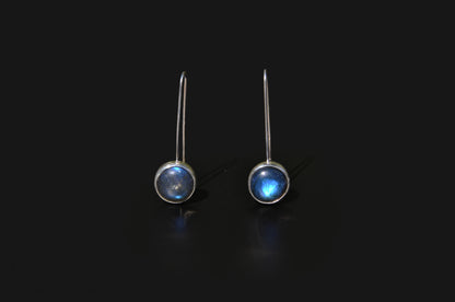 Labradorite Circle Sterling Silver Drop Earrings