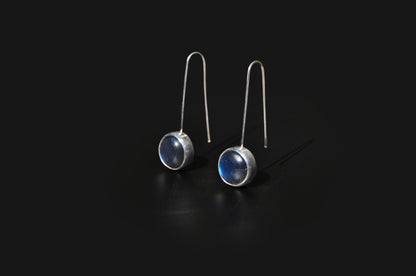 Labradorite Circle Sterling Silver Drop Earrings