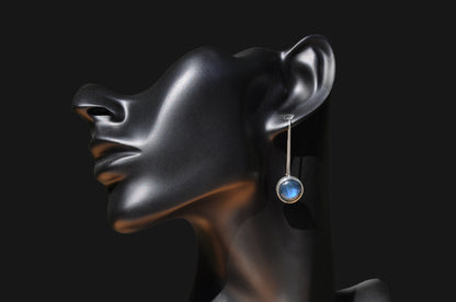 Labradorite Circle Sterling Silver Drop Earrings