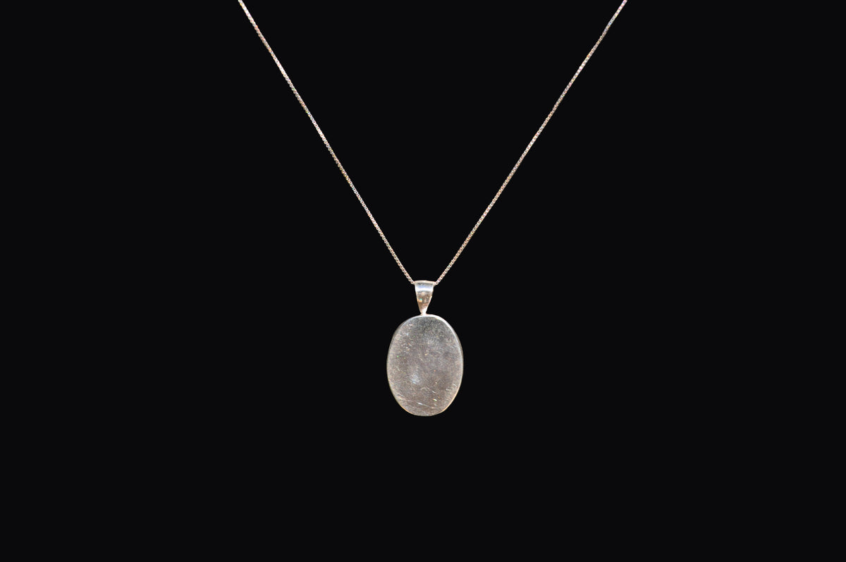Rose Cut Labradorite Oval Sterling Silver Pendant Necklace