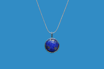 Lapis Rose Cut Pendant Necklace